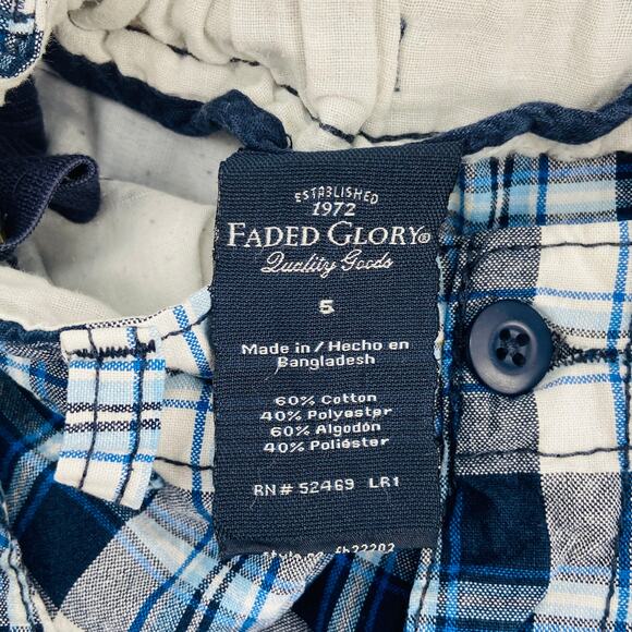 Faded Glory Blue Plaid Adjustable Waist Shorts - Size 5 - Picture 5 of 7
